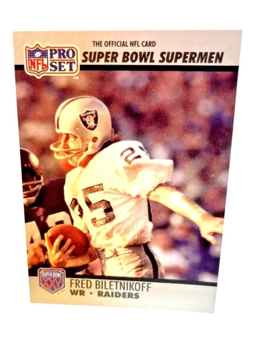 NFL Pro Set Fred Biletnikoff Super Bowl Supermen Raiders Card 1990 Official NFL